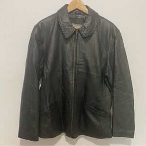 Wilsons Leather Black Zip Up Jacket XL | Genuine Leather Coat‎ Classic Outerwear
